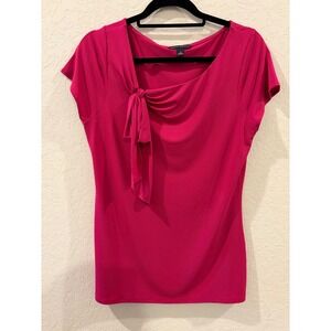 Banana Republic Womens Magenta Pink Asymmetrical Tie Neck Draped Knit Top Small